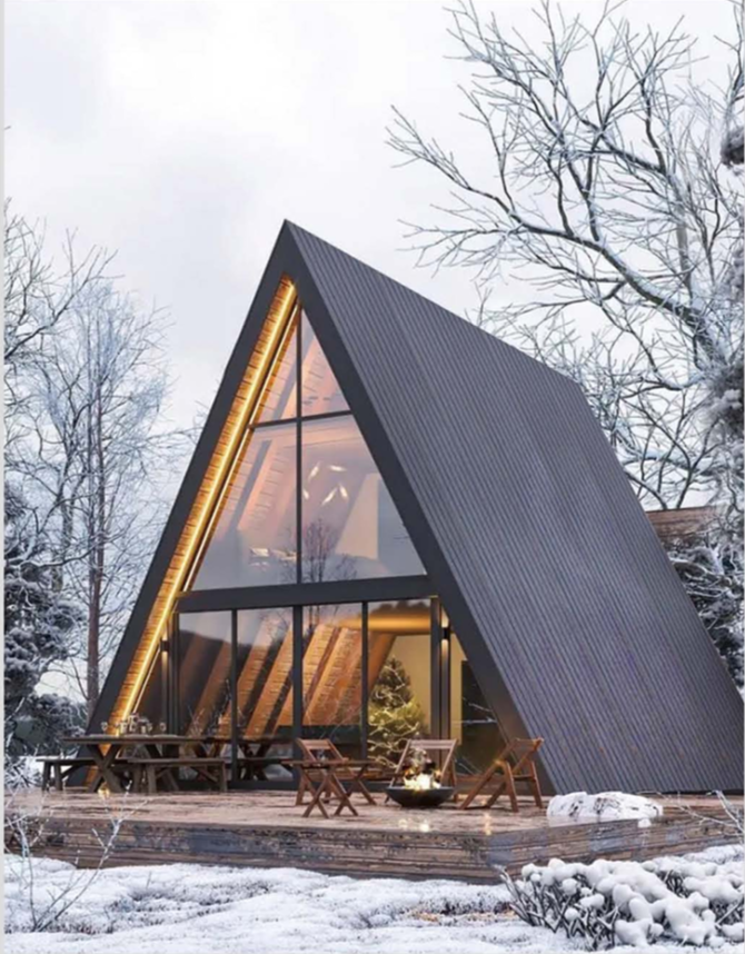 Maison A-Frame EDGE modèle T40 - Chalet triangulaire modulaire 28-71m² moderne